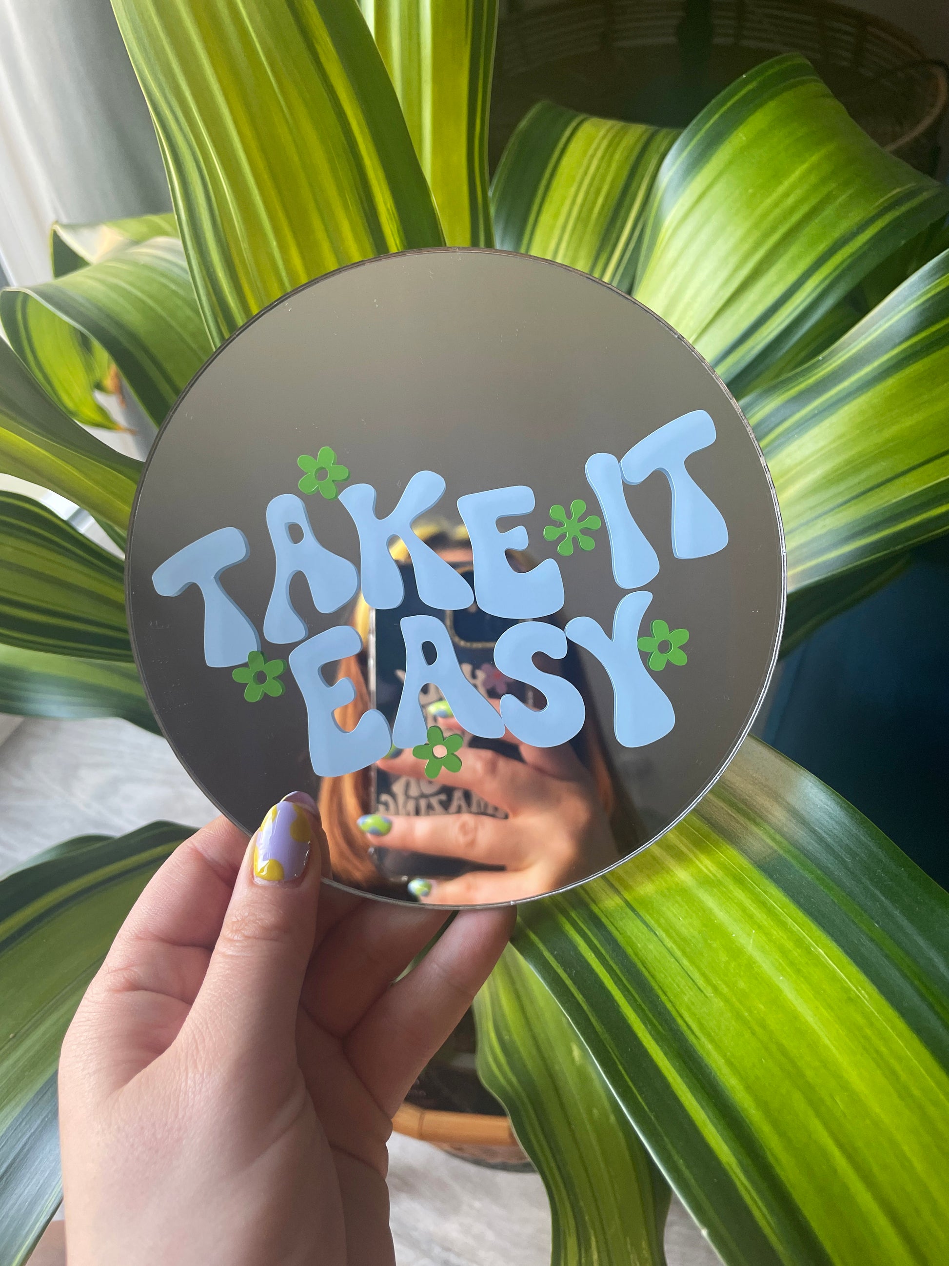 Take It Easy Disc Mirror - PrintedWeird