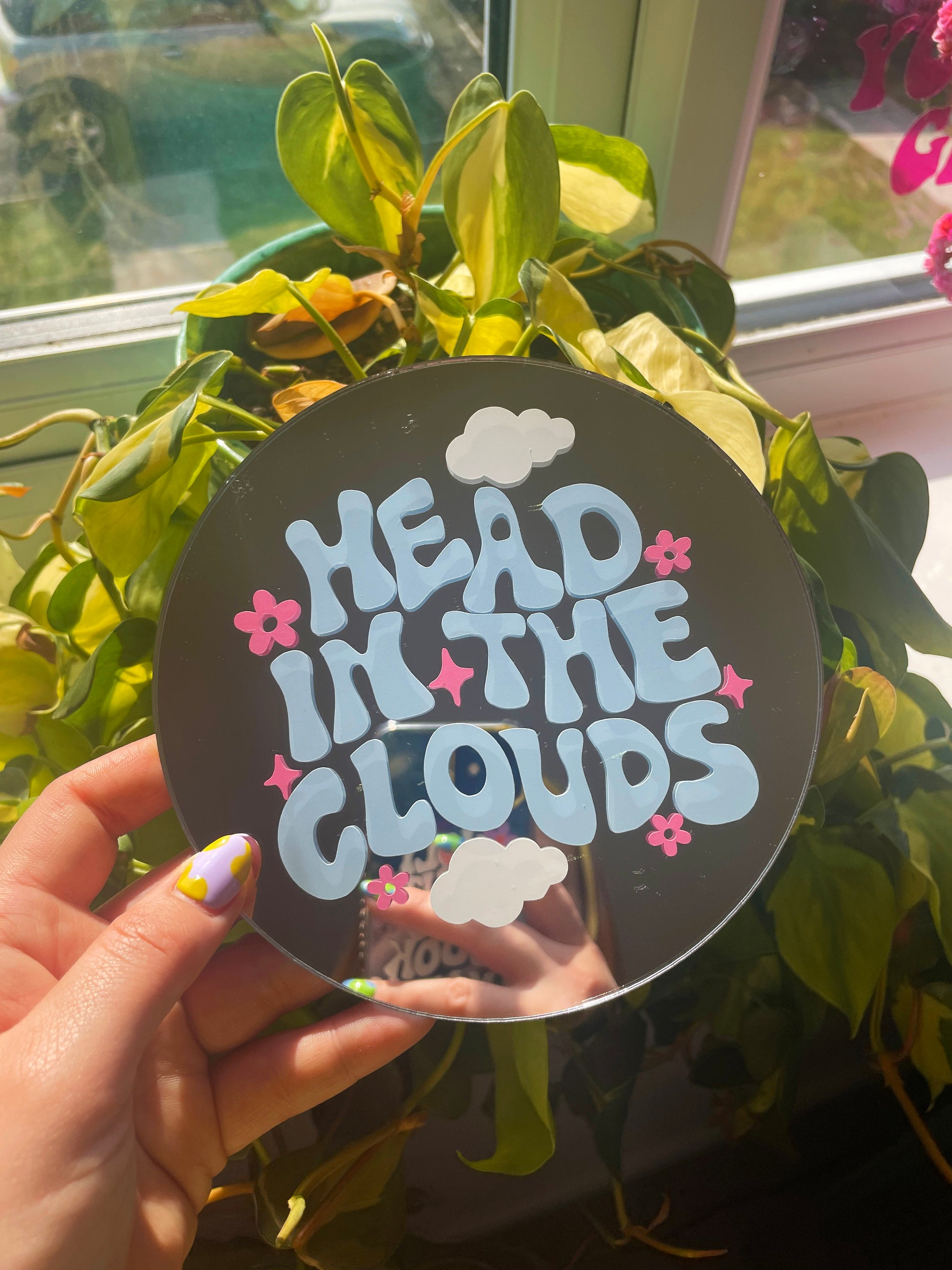 Head In The Clouds Disc Mirror - PrintedWeird