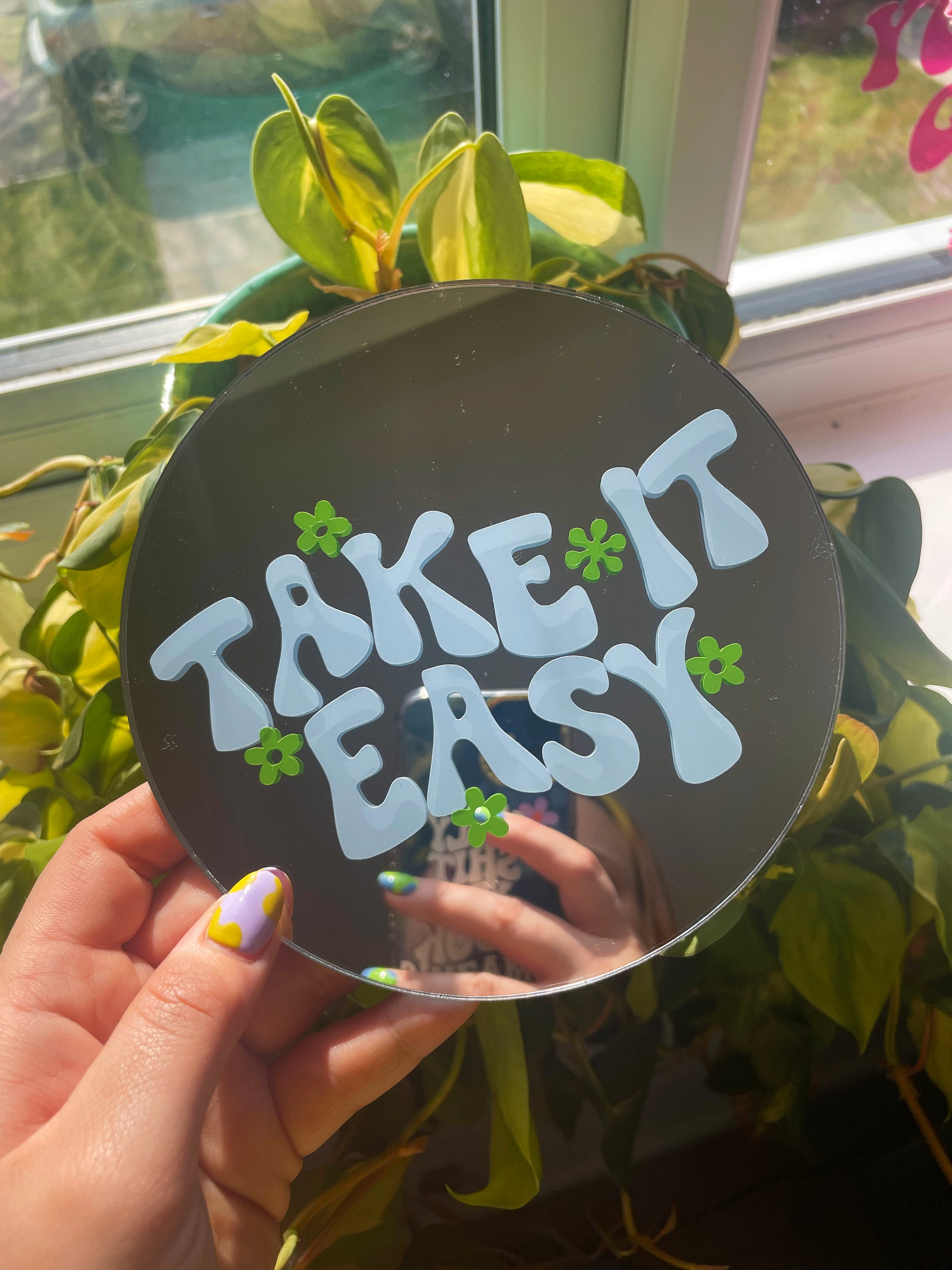 Take It Easy Disc Mirror - PrintedWeird