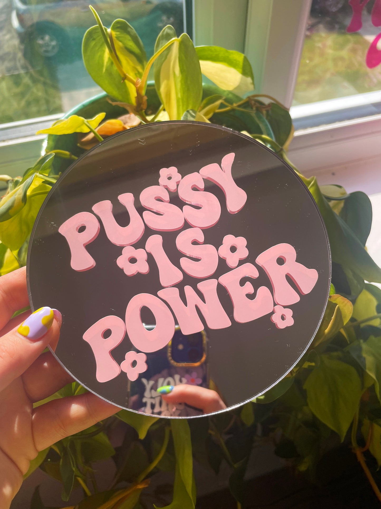 Pussy Is Power Disc Mirror - PrintedWeird