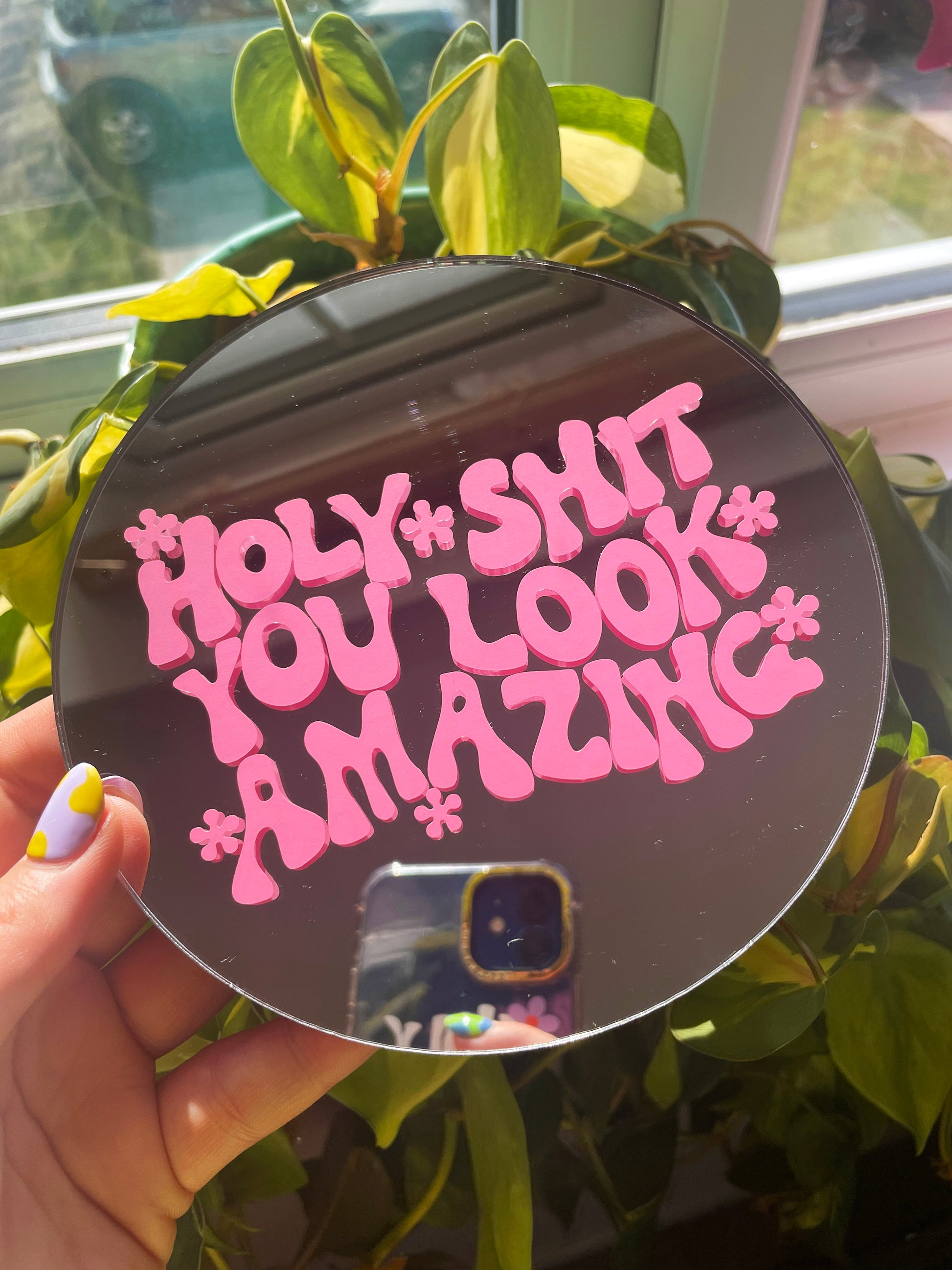 Holy Shit You Look Amazing Disc Mirror - PrintedWeird
