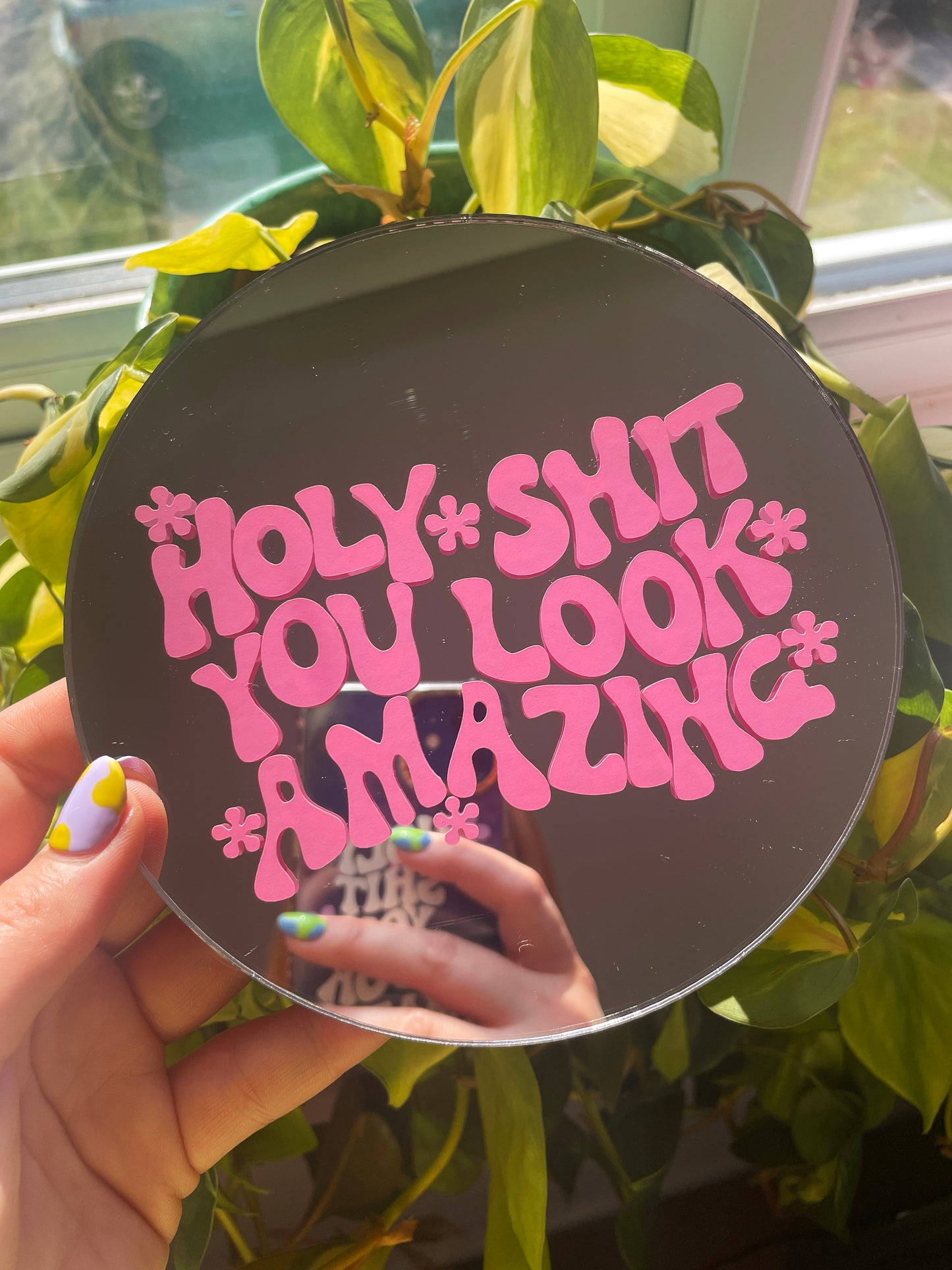 Holy Shit You Look Amazing Disc Mirror - PrintedWeird
