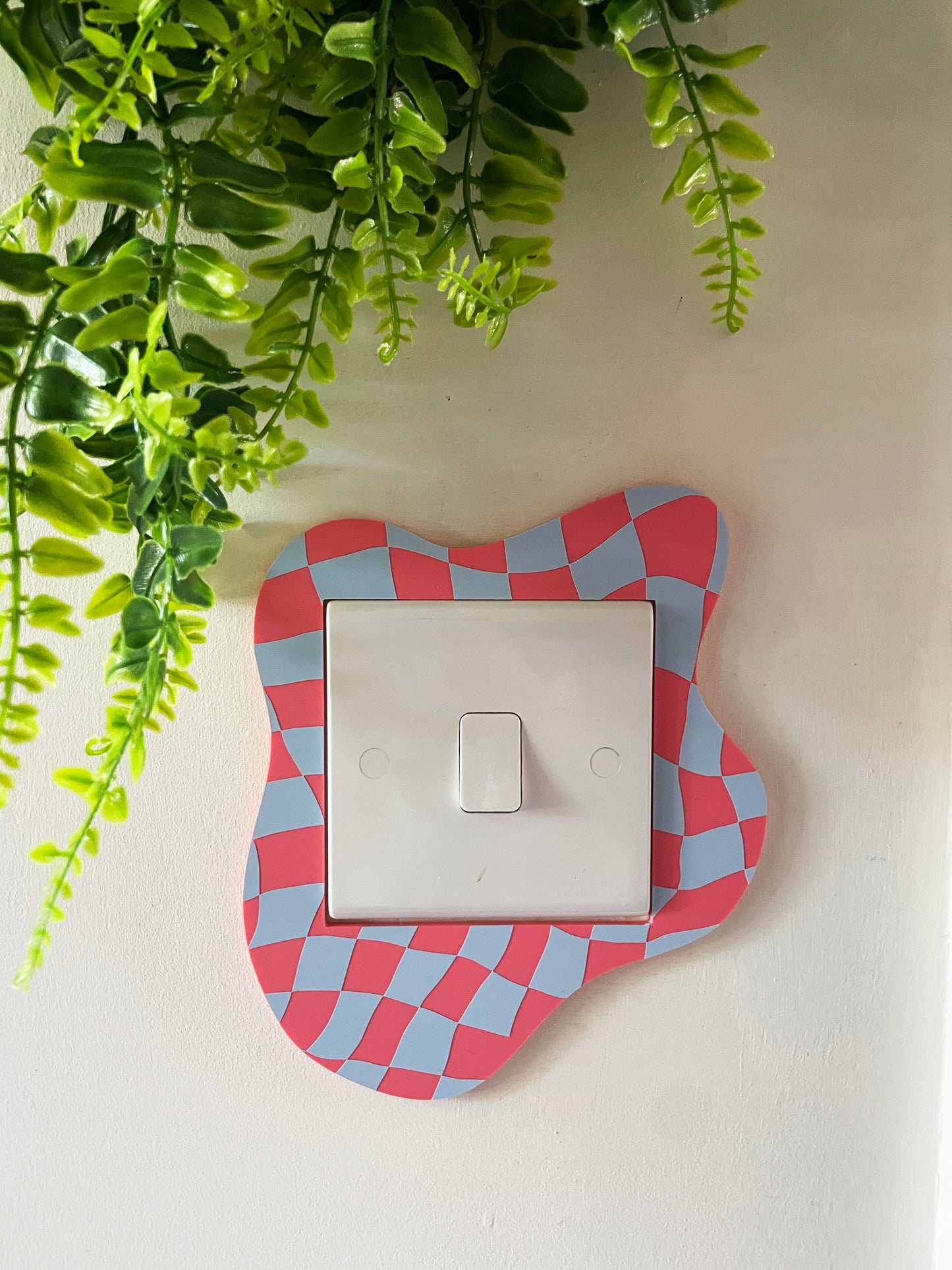 Pink & Blue Checkerboard Light Switch Cover - PrintedWeird