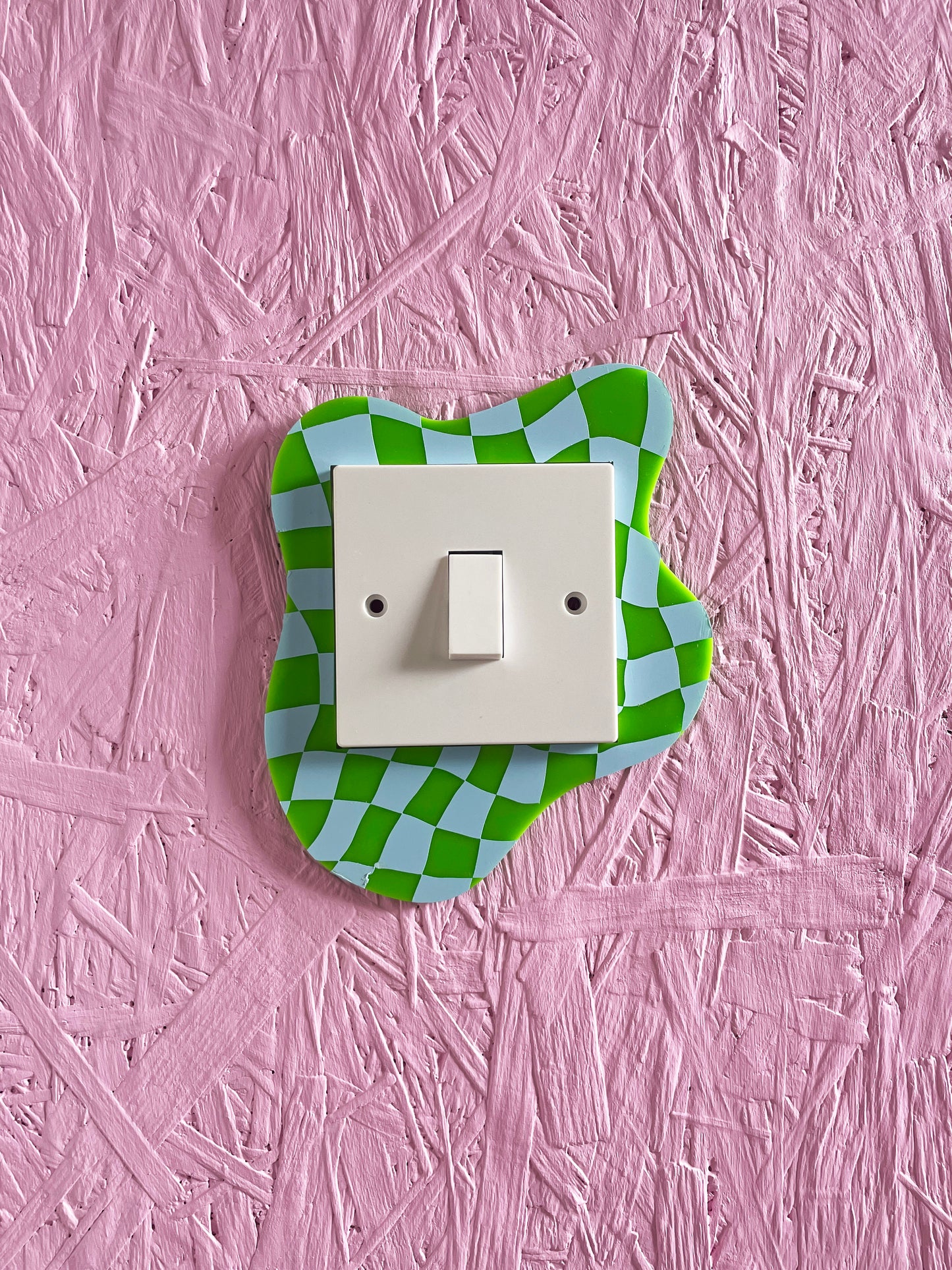 Blue & Green Checkerboard Light Switch Cover - PrintedWeird