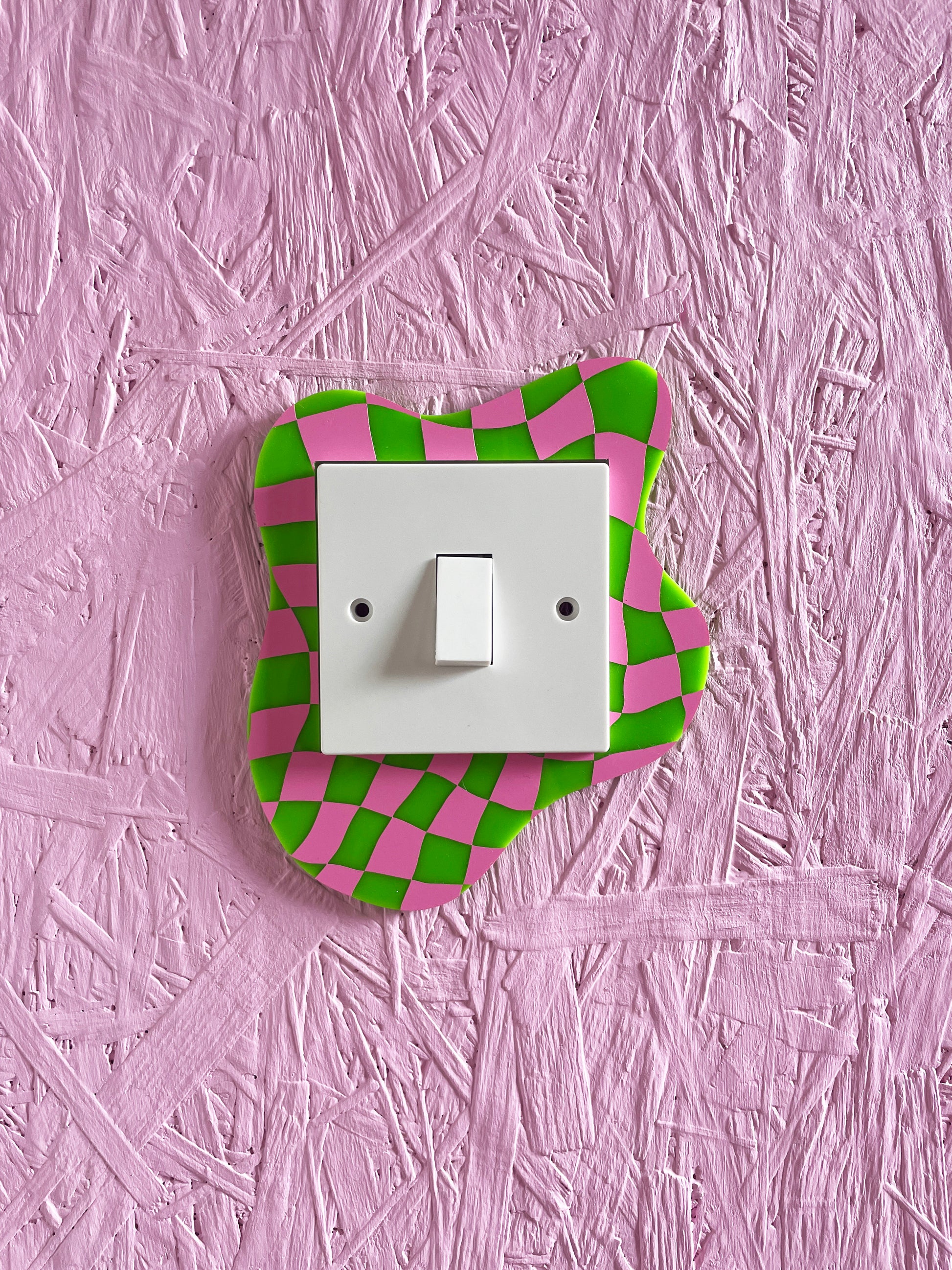 Pink & Green Checkerboard Light Switch Cover - PrintedWeird