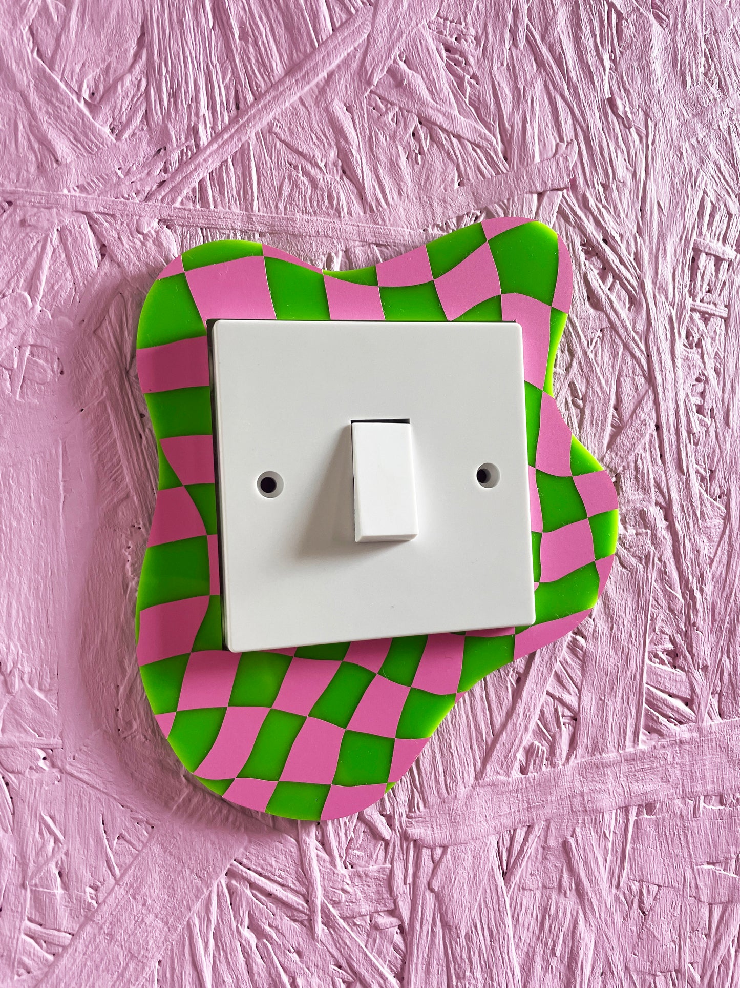 Pink & Green Checkerboard Light Switch Cover - PrintedWeird