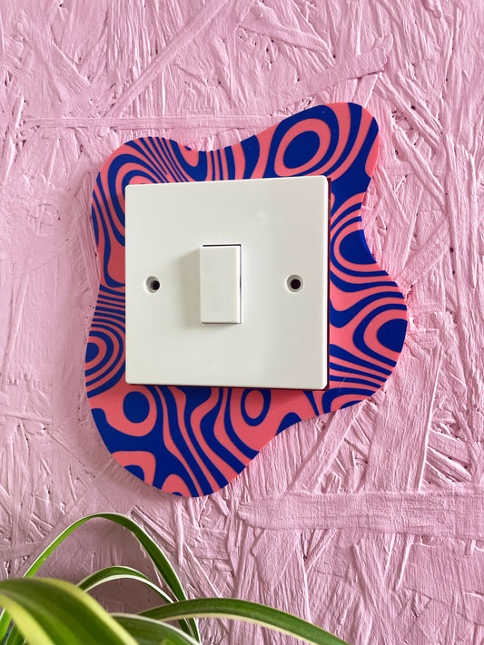 Blue & Pink Groovy Blob Light Switch Cover - PrintedWeird