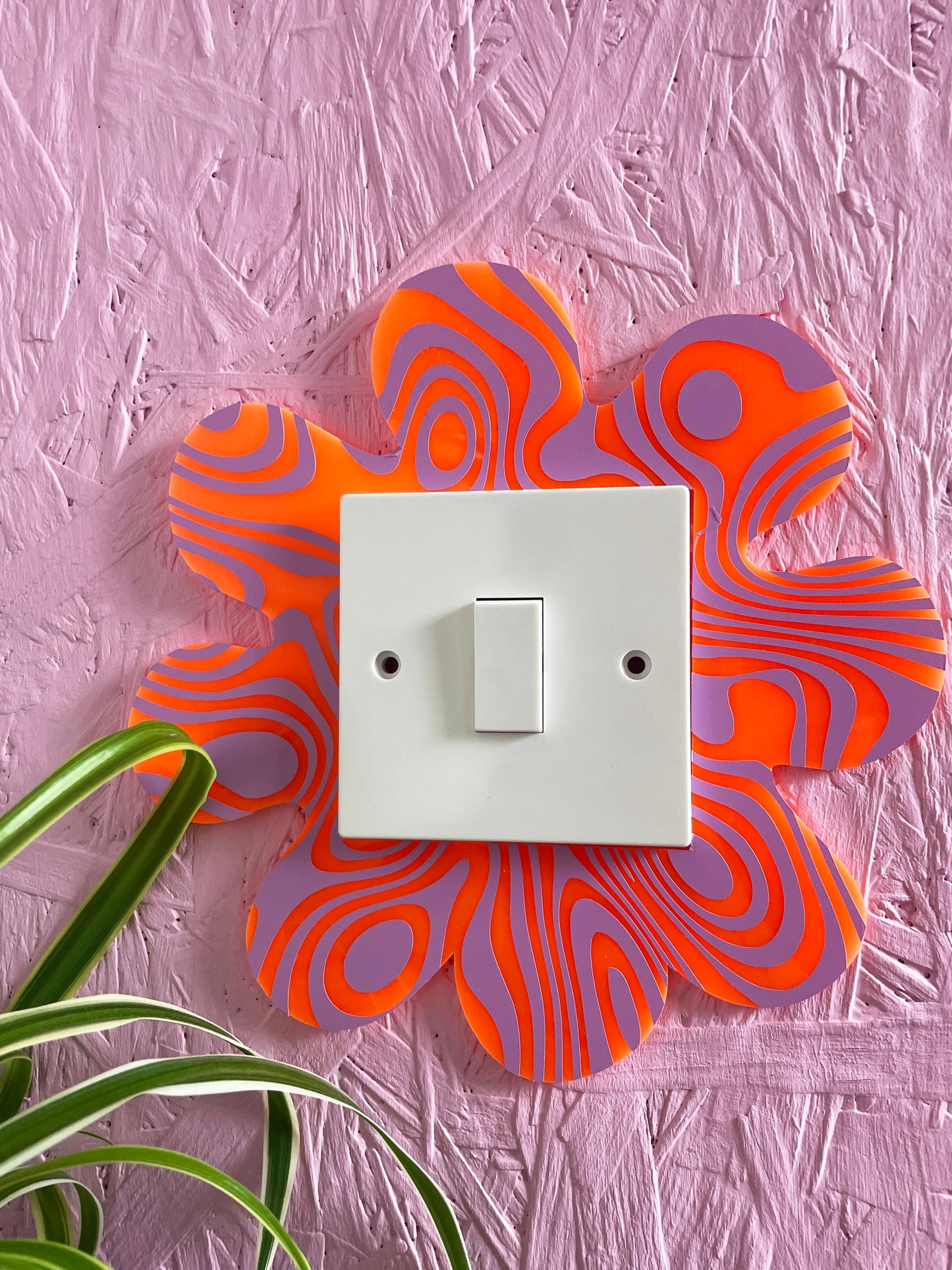 Orange & Lilac Psychedelic Wavy Light Switch Cover - PrintedWeird