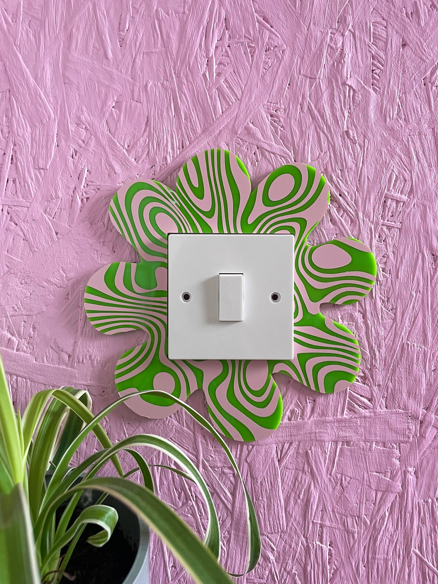 Green & Pink Psychedelic Wavy Light Switch Cover - PrintedWeird
