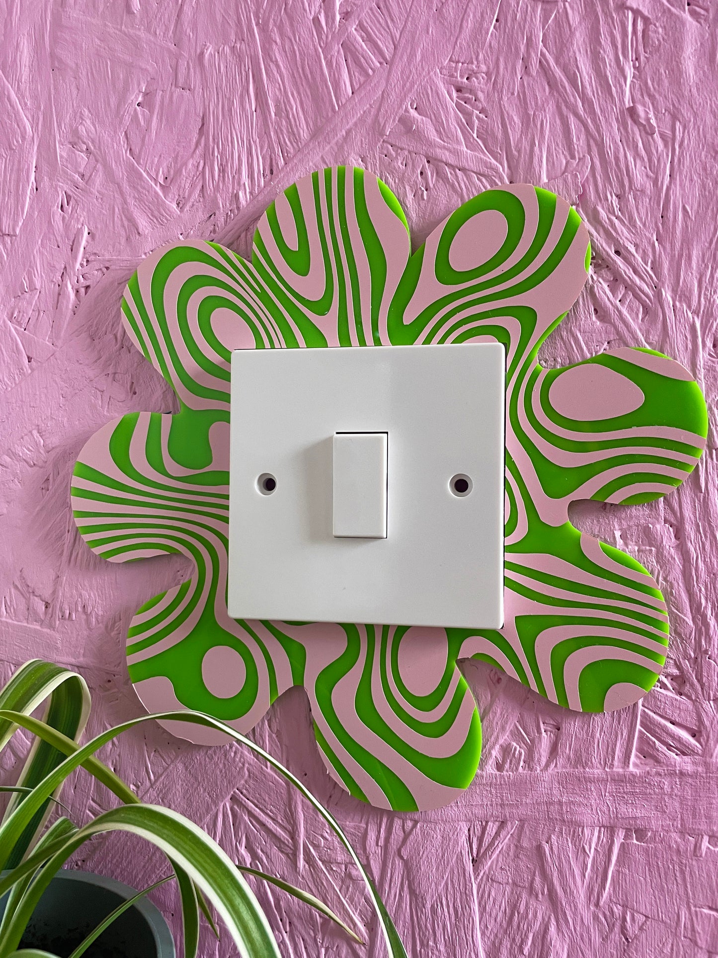 Green & Pink Psychedelic Wavy Light Switch Cover - PrintedWeird