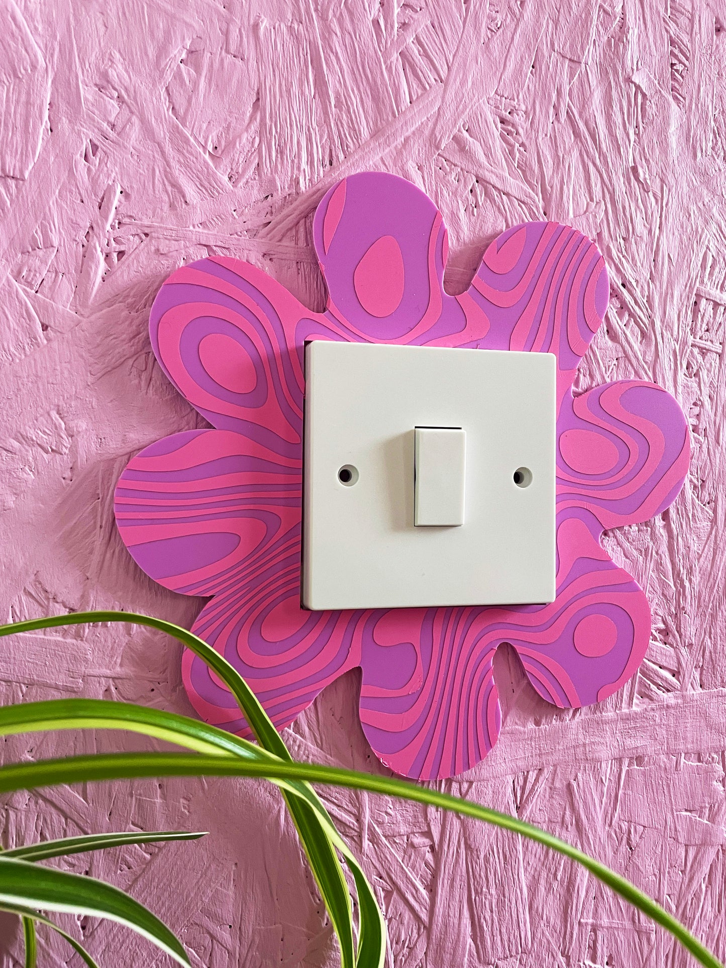 Pink & Lilac Psychedelic Wavy Light Switch Cover - PrintedWeird