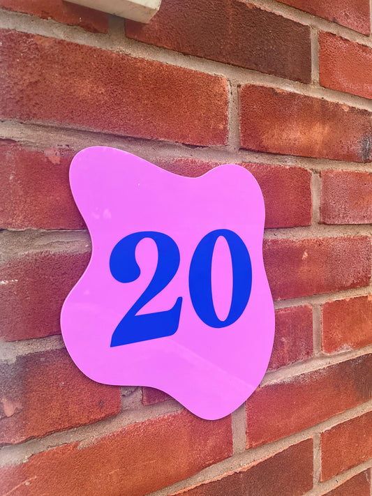 Blob House Number Sign - Customise Number Colour - PrintedWeird