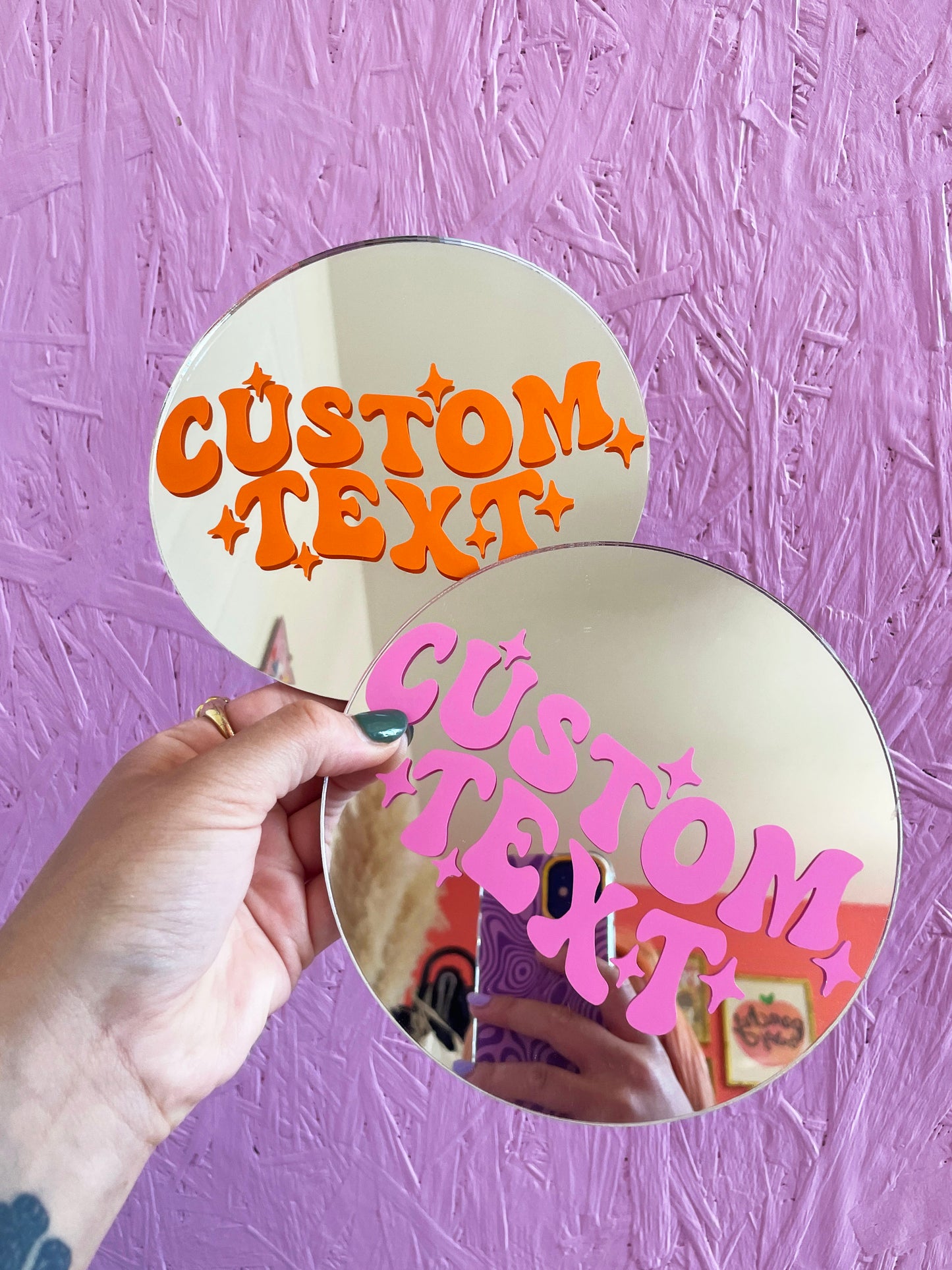 Custom Groovy Mini Disc Mirror - PrintedWeird