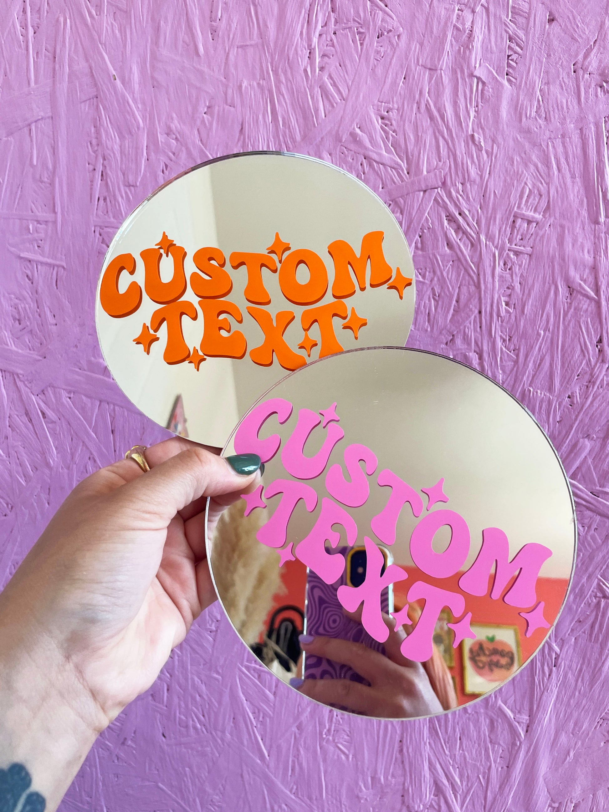 Custom Groovy Mini Disc Mirror - PrintedWeird