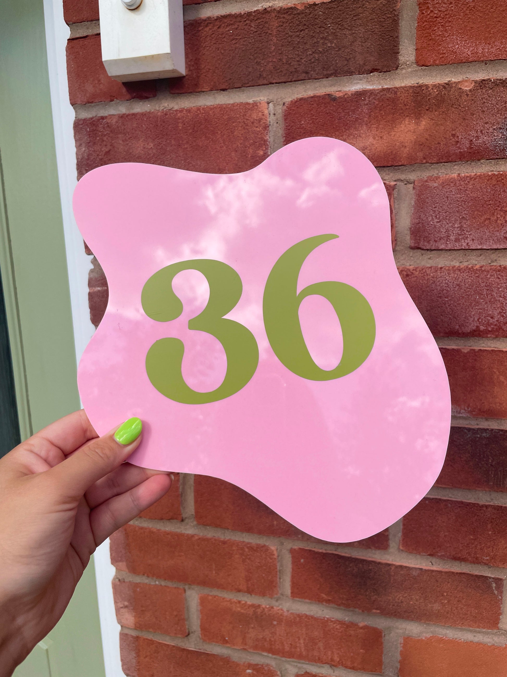 Baby Pink House Number Sign - Customise Number Colour - PrintedWeird