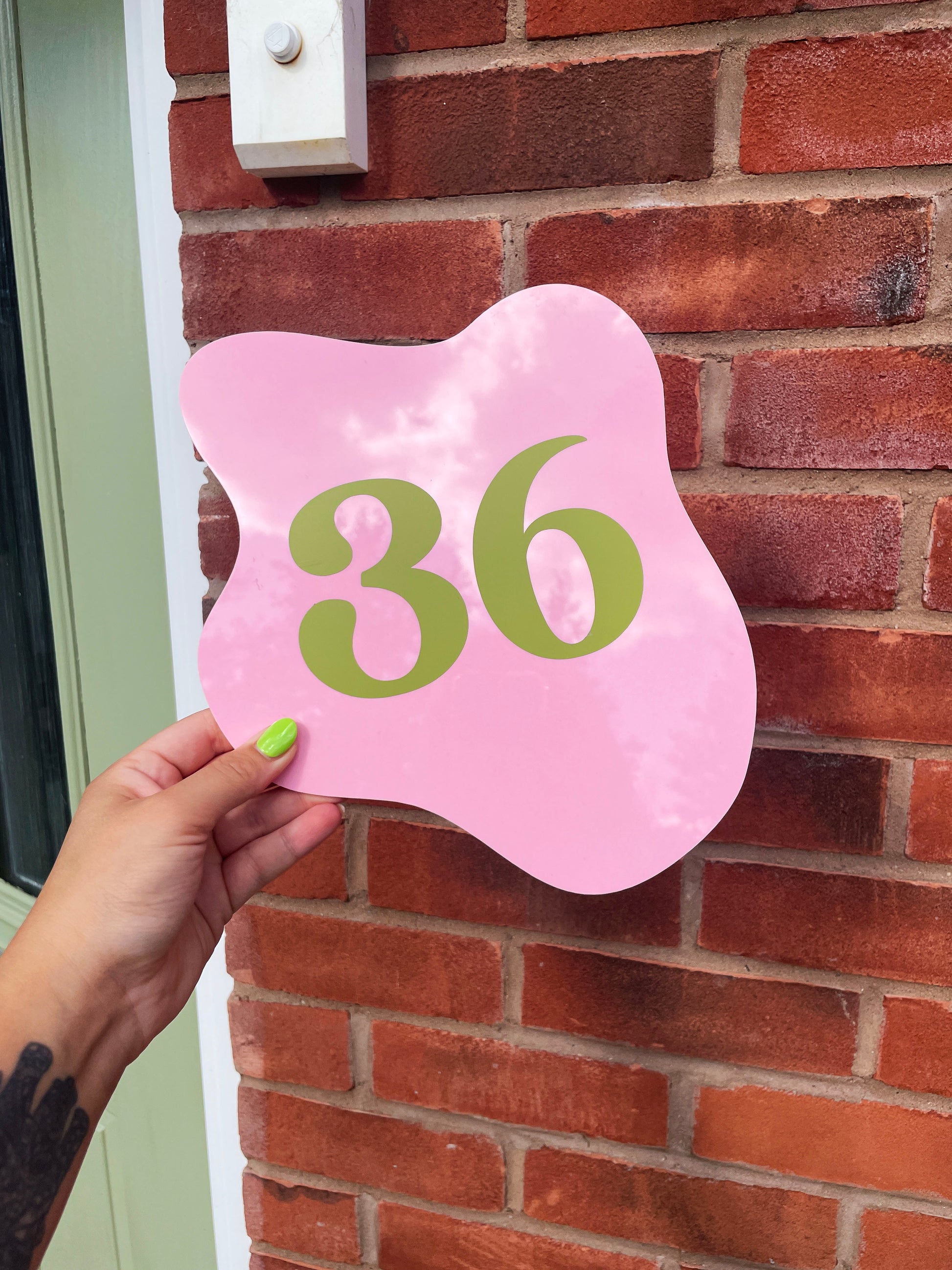 Baby Pink House Number Sign - Customise Number Colour - PrintedWeird