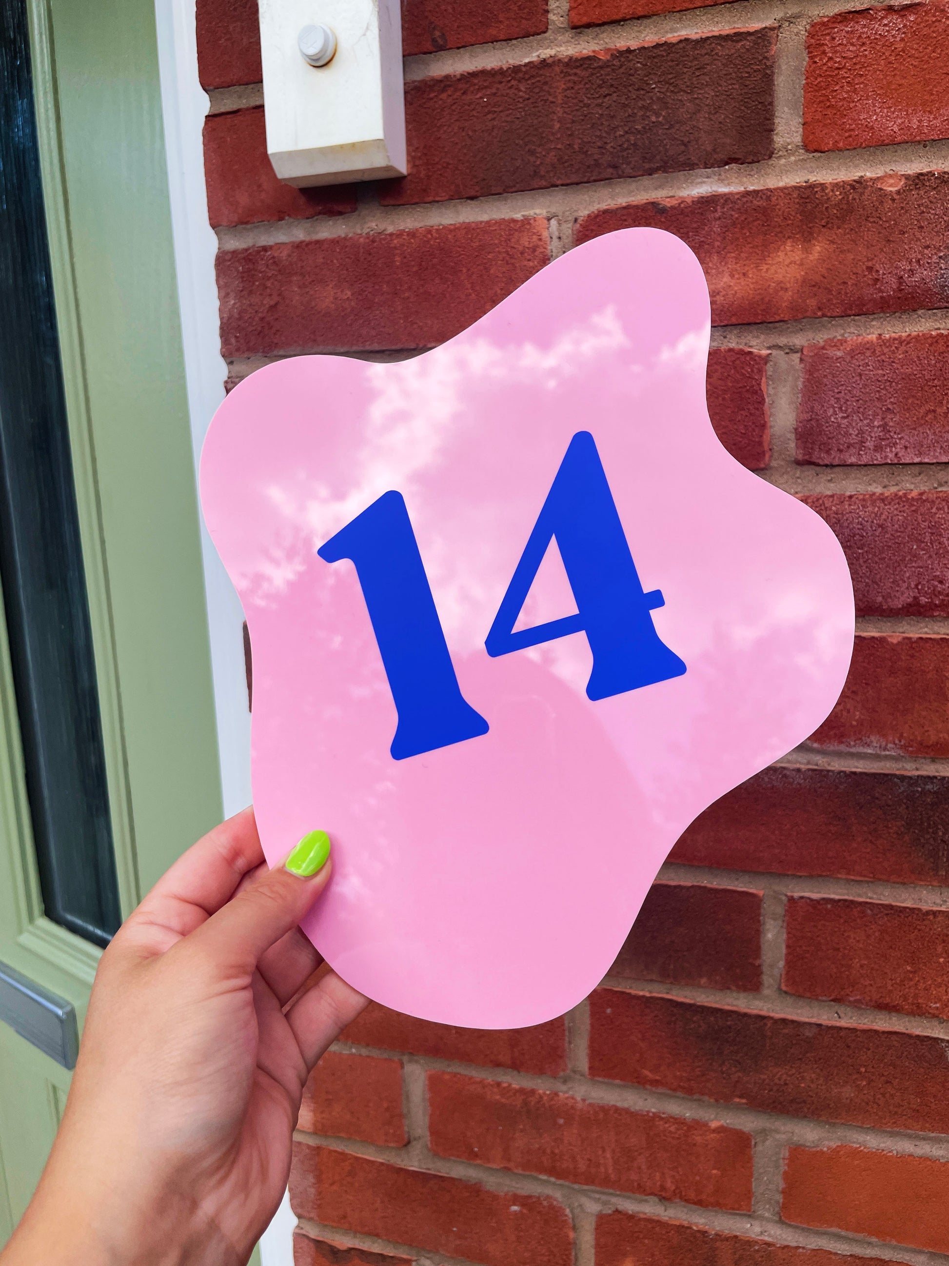 Baby Pink House Number Sign - Customise Number Colour - PrintedWeird