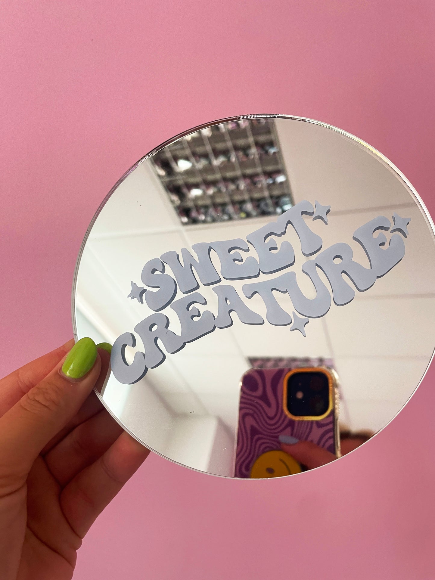 Custom Groovy Mini Disc Mirror - PrintedWeird