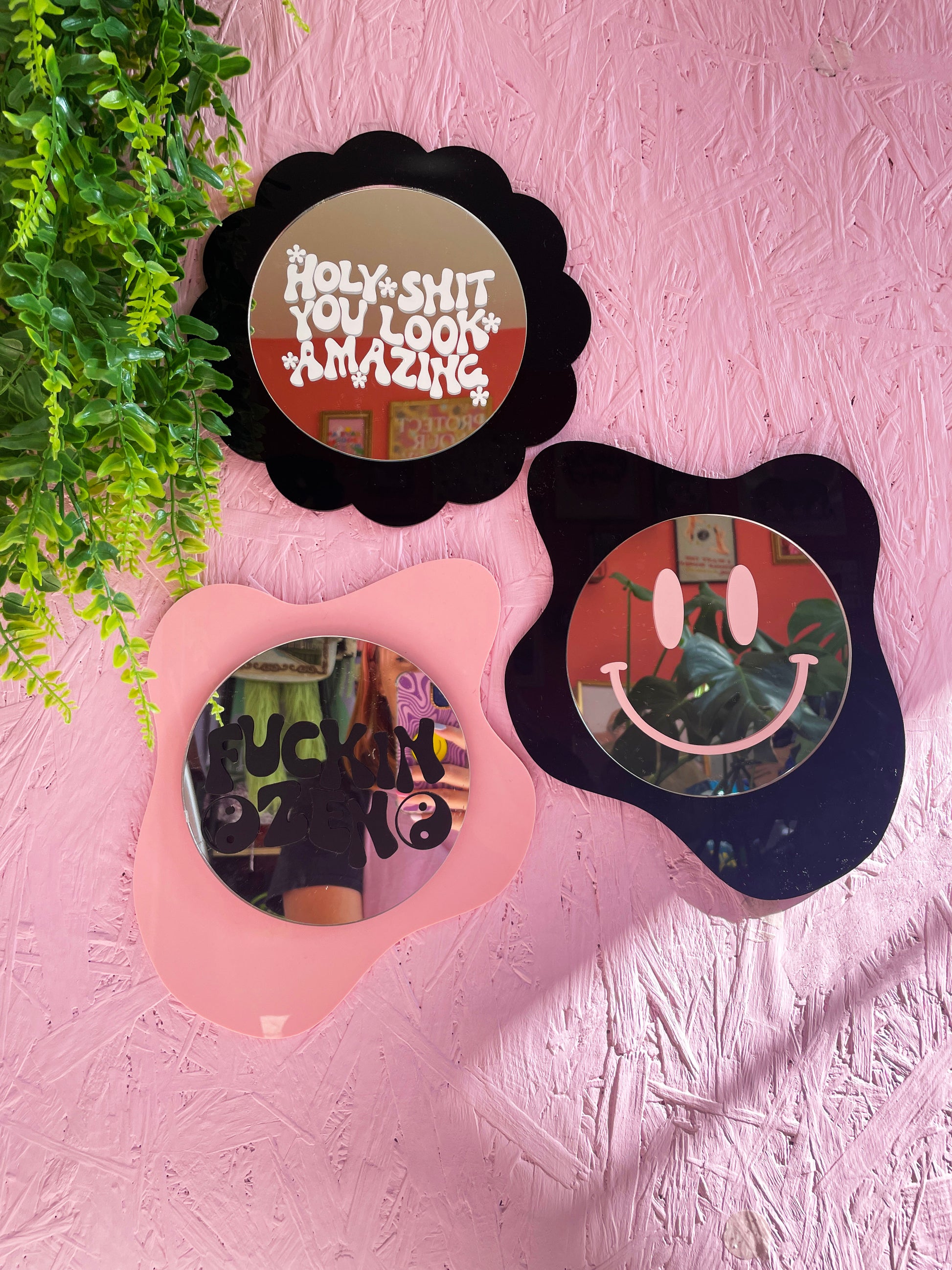 Black Blob Mirror Frame - Mini Disc Mirror Not Included - PrintedWeird