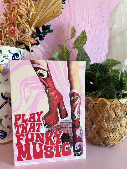 Play That Funky Music Disco Ball Greeting Card - PrintedWeird