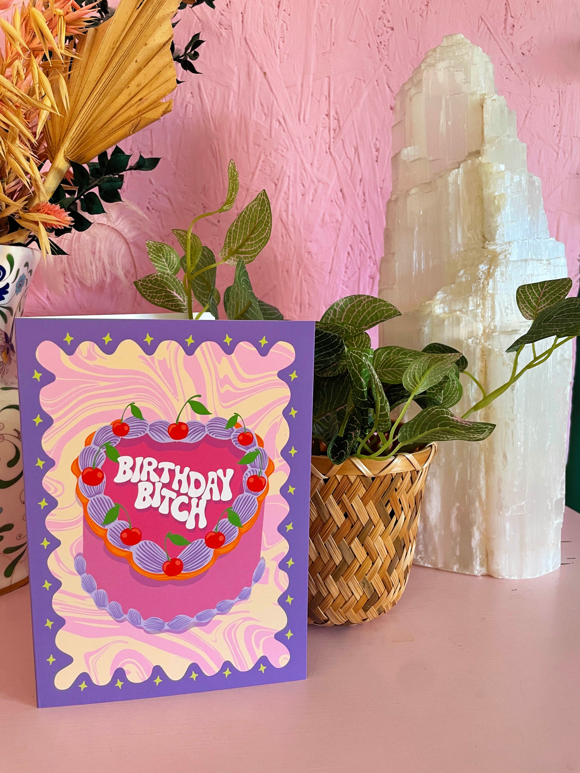 Sassy Birthday Bitch Cake Greeting Card - PrintedWeird