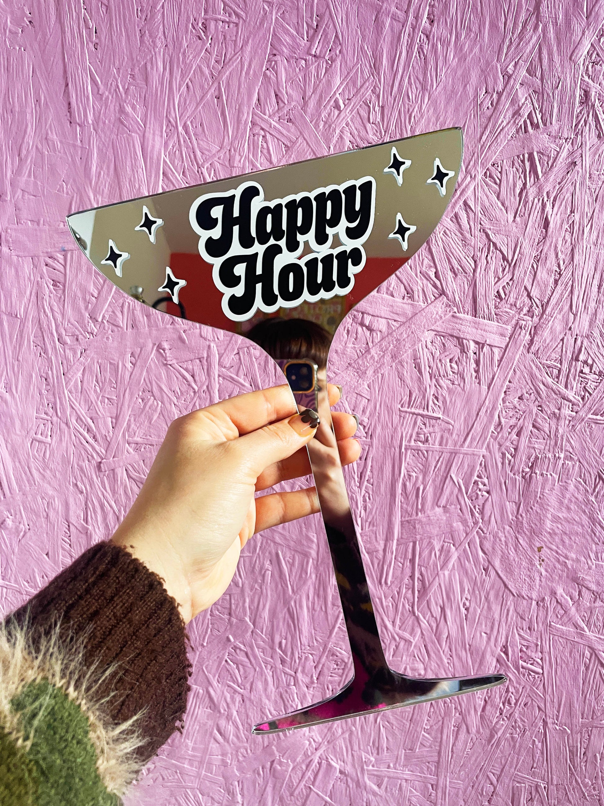 Happy Hour Monochrome Martini Mirror - Sample Shape - PrintedWeird
