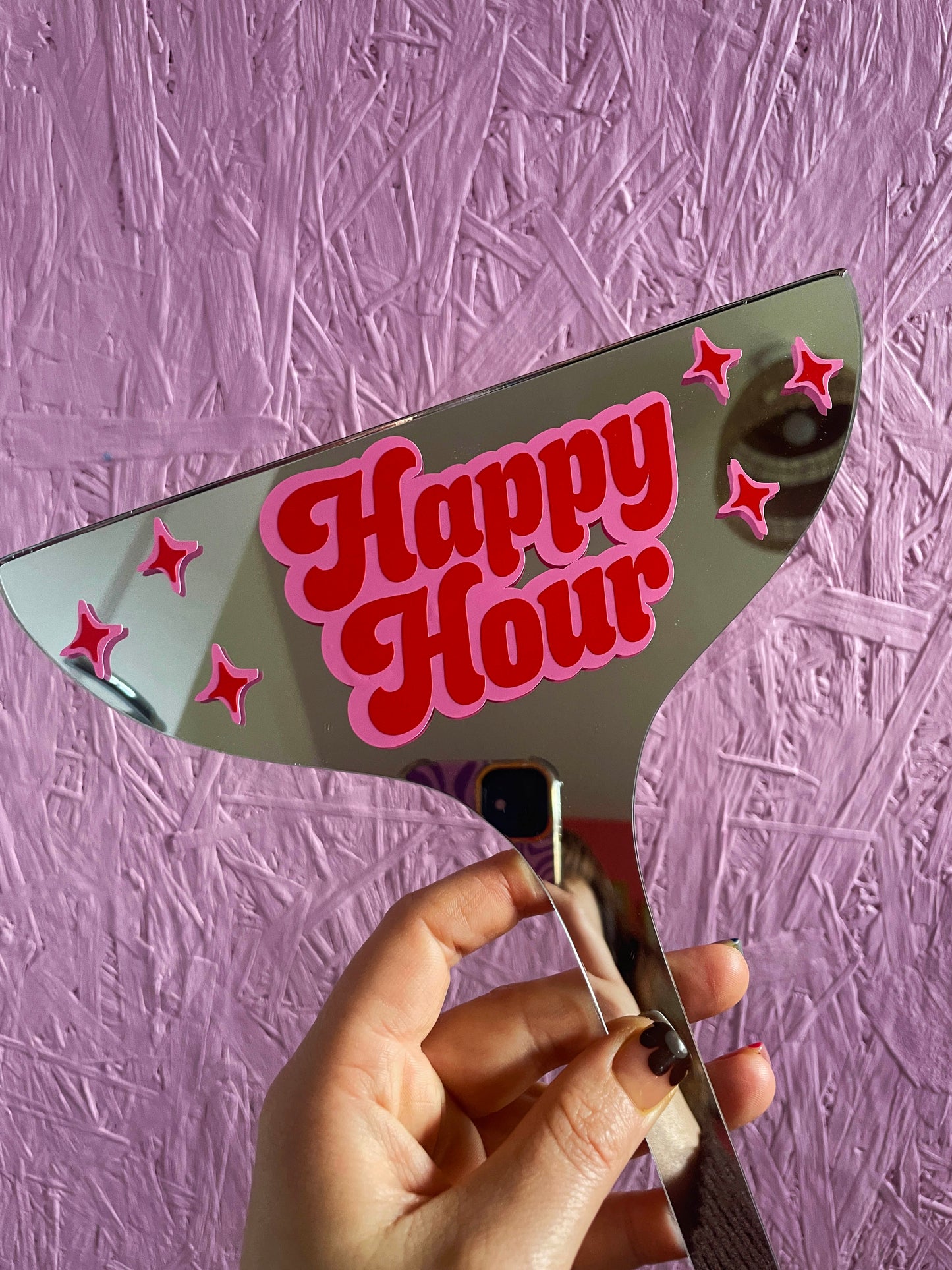 Happy Hour Pink & Red Martini Mirror - Sample Shape - PrintedWeird