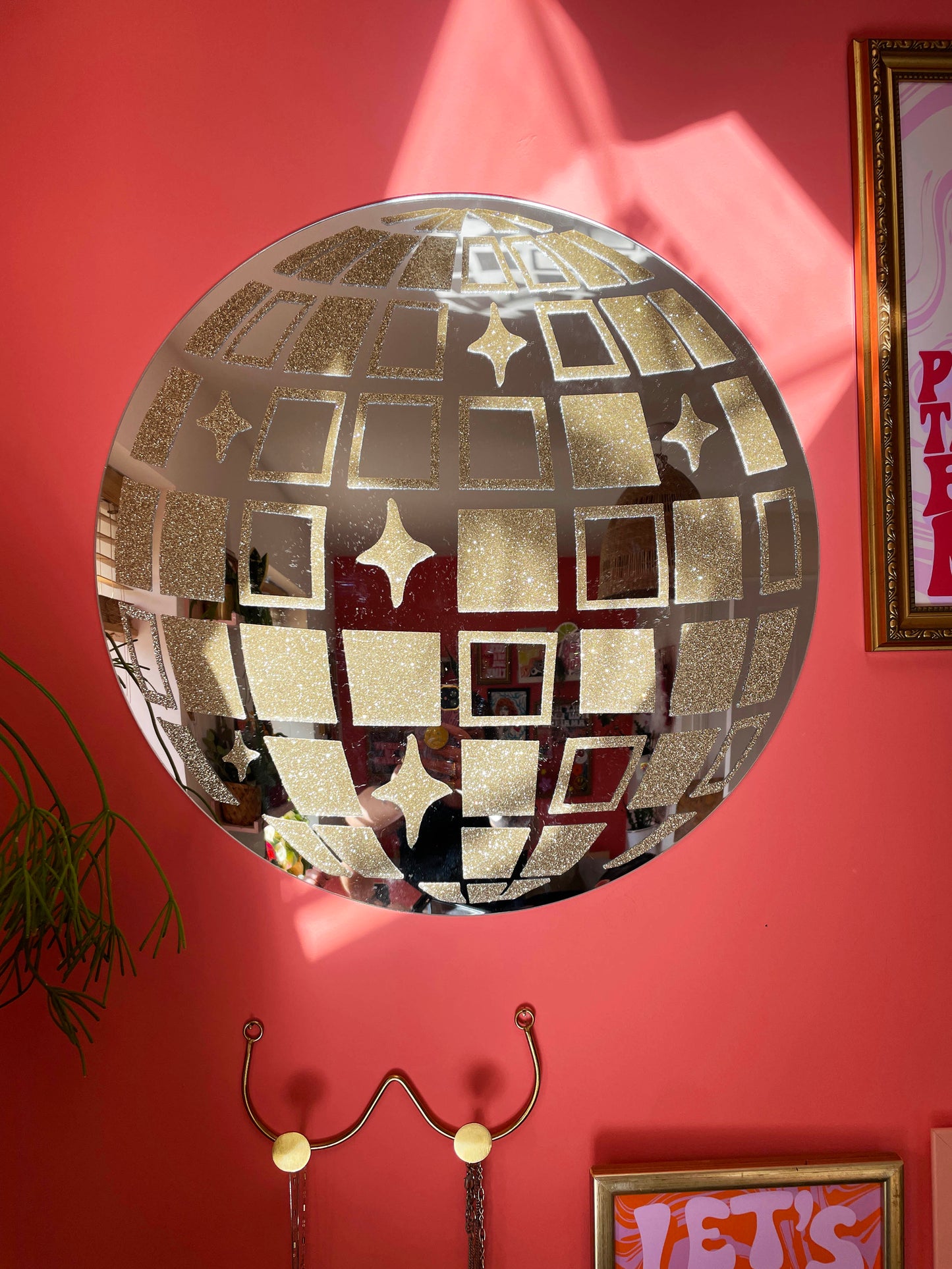 Gold Glitzy Disco Ball Mirror
