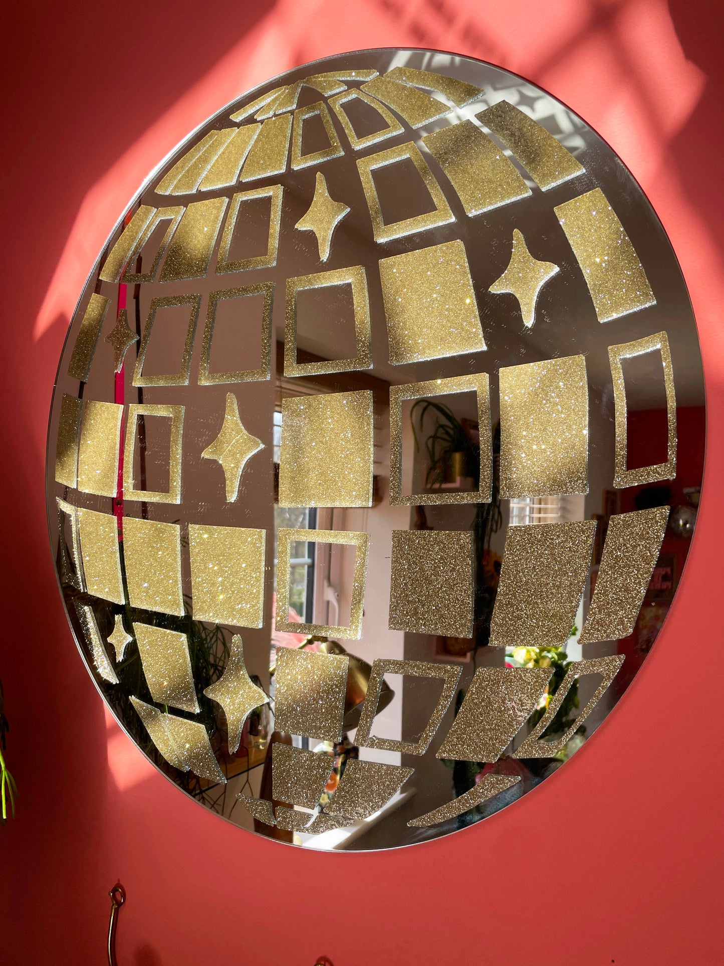 Gold Glitzy Disco Ball Mirror