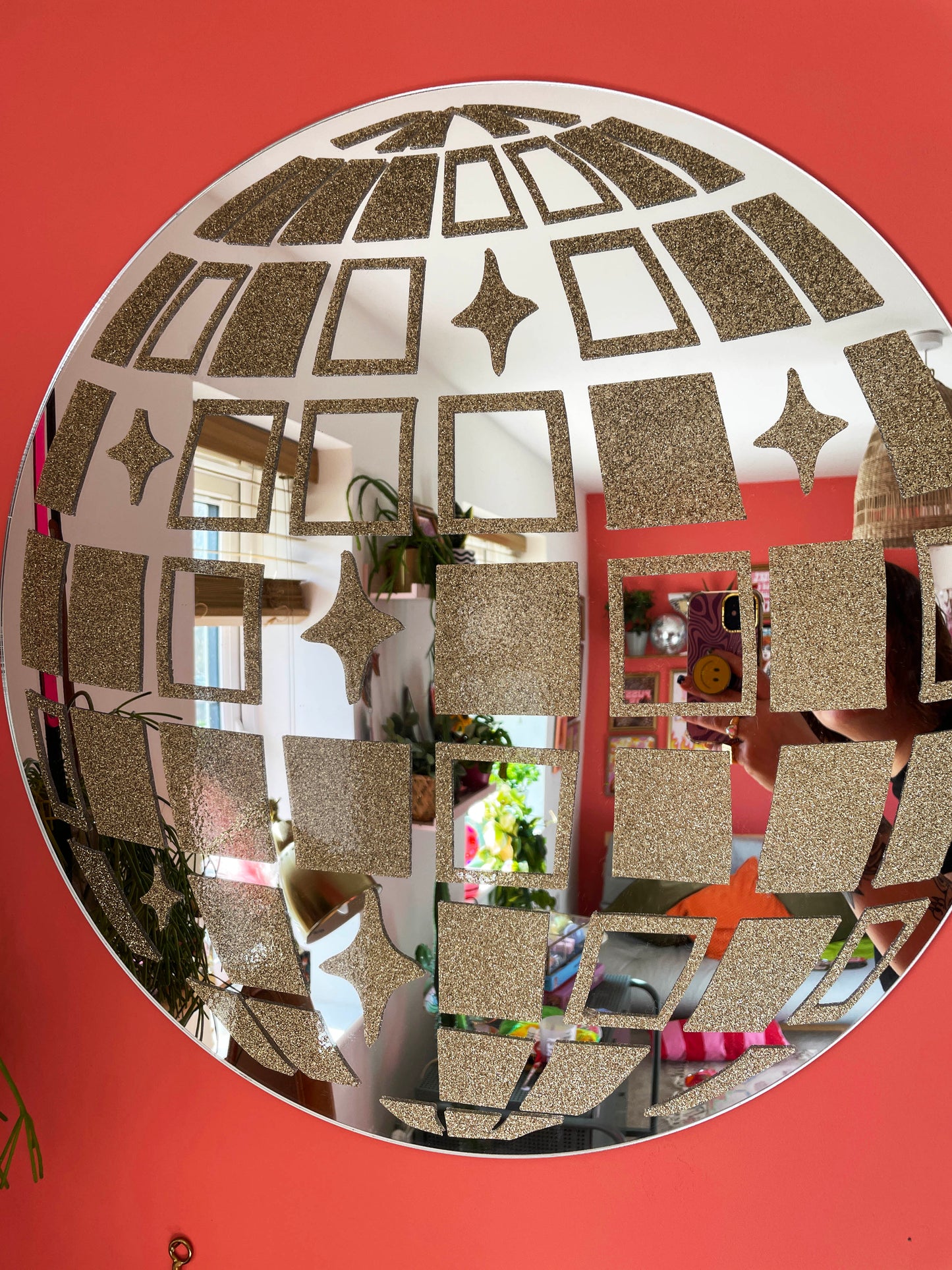 Gold Glitzy Disco Ball Mirror