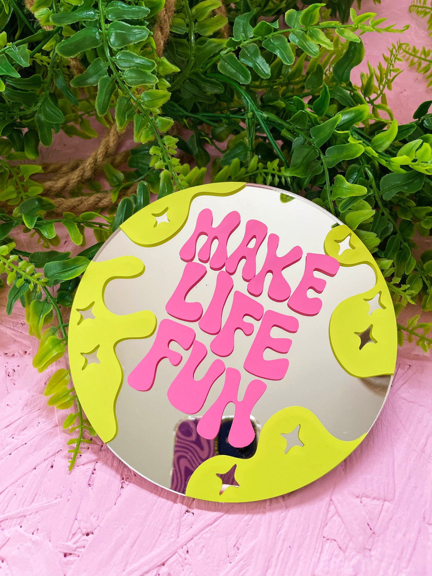 Make Life Fun Disc Mirror - PrintedWeird