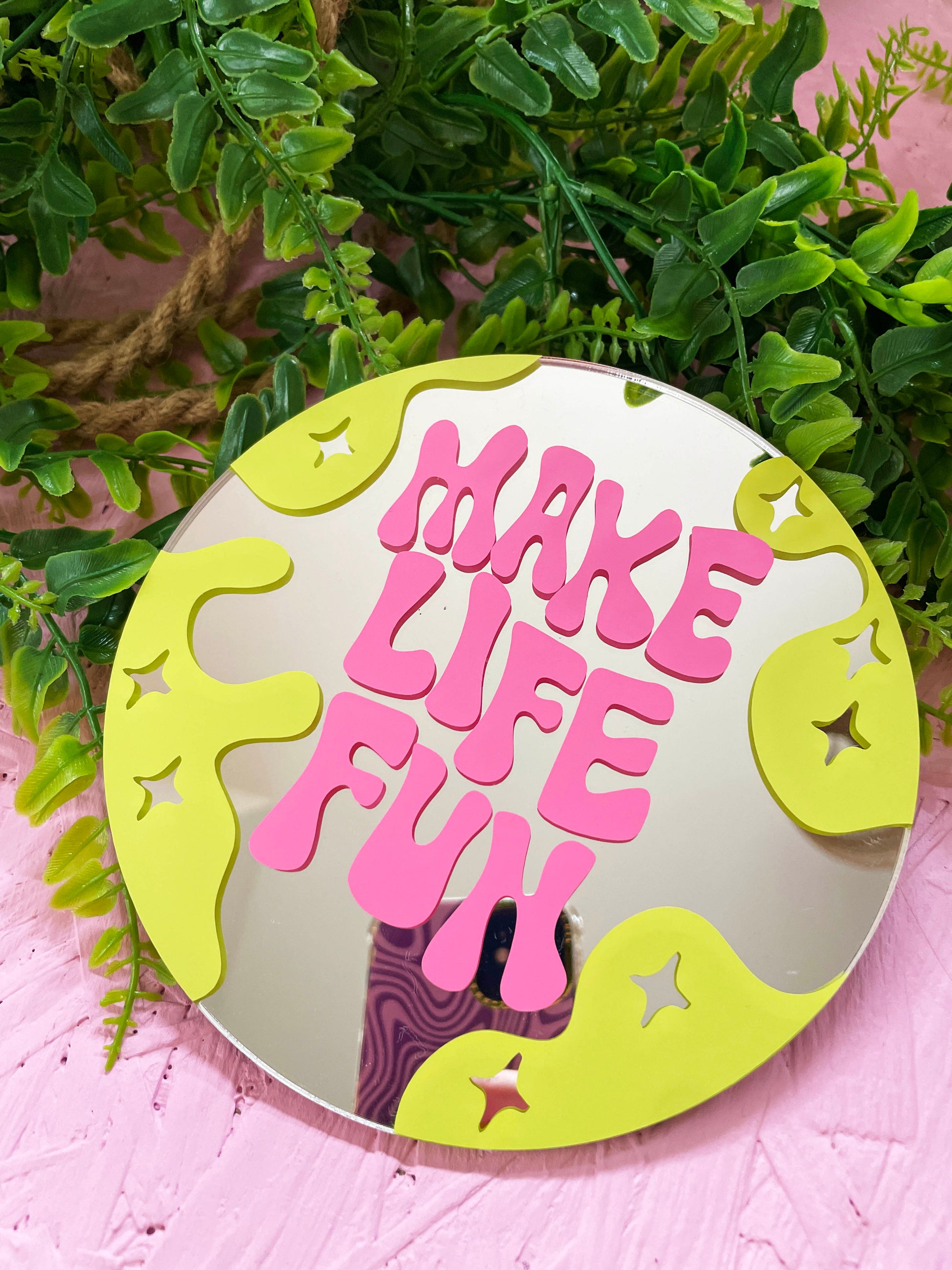 Make Life Fun Disc Mirror - PrintedWeird