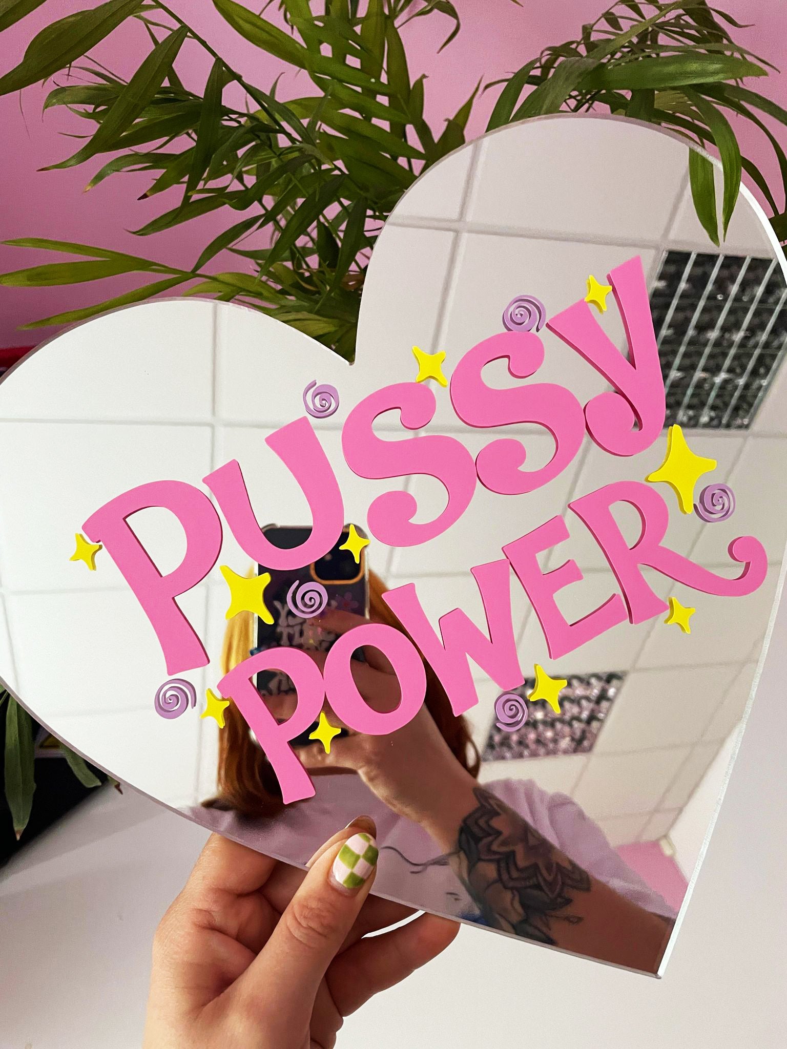 Pussy Power Heart Mirror - PrintedWeird