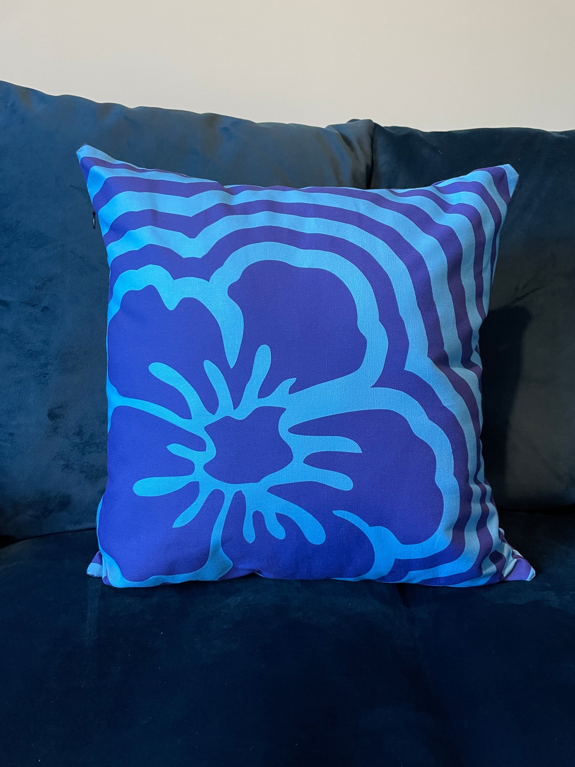 Blue Retro Hawaiian Cushion - PrintedWeird