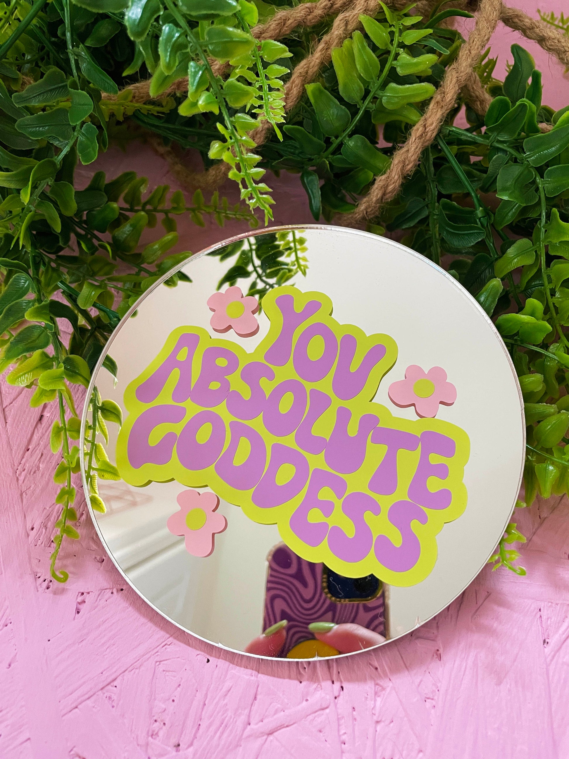 You Absolute Goddess Disc Mirror - PrintedWeird