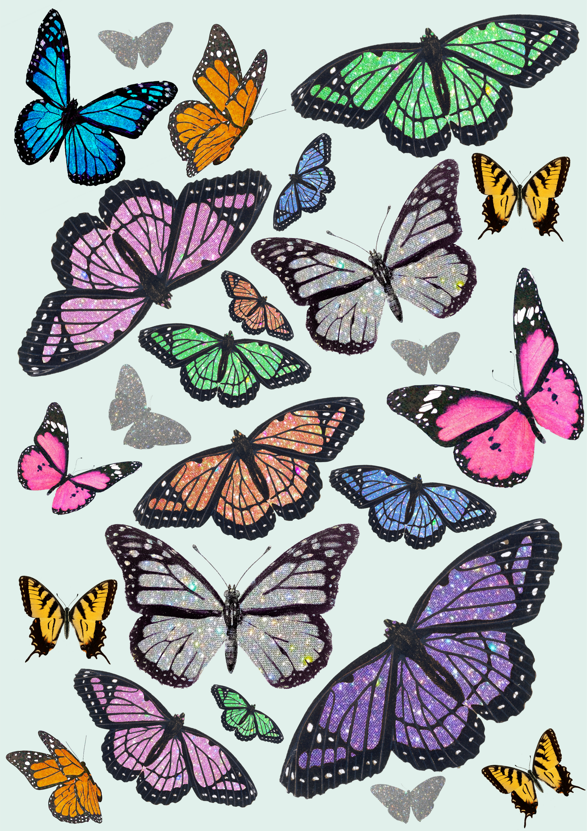 90s Butterfly Glitzy Wall Print - PrintedWeird