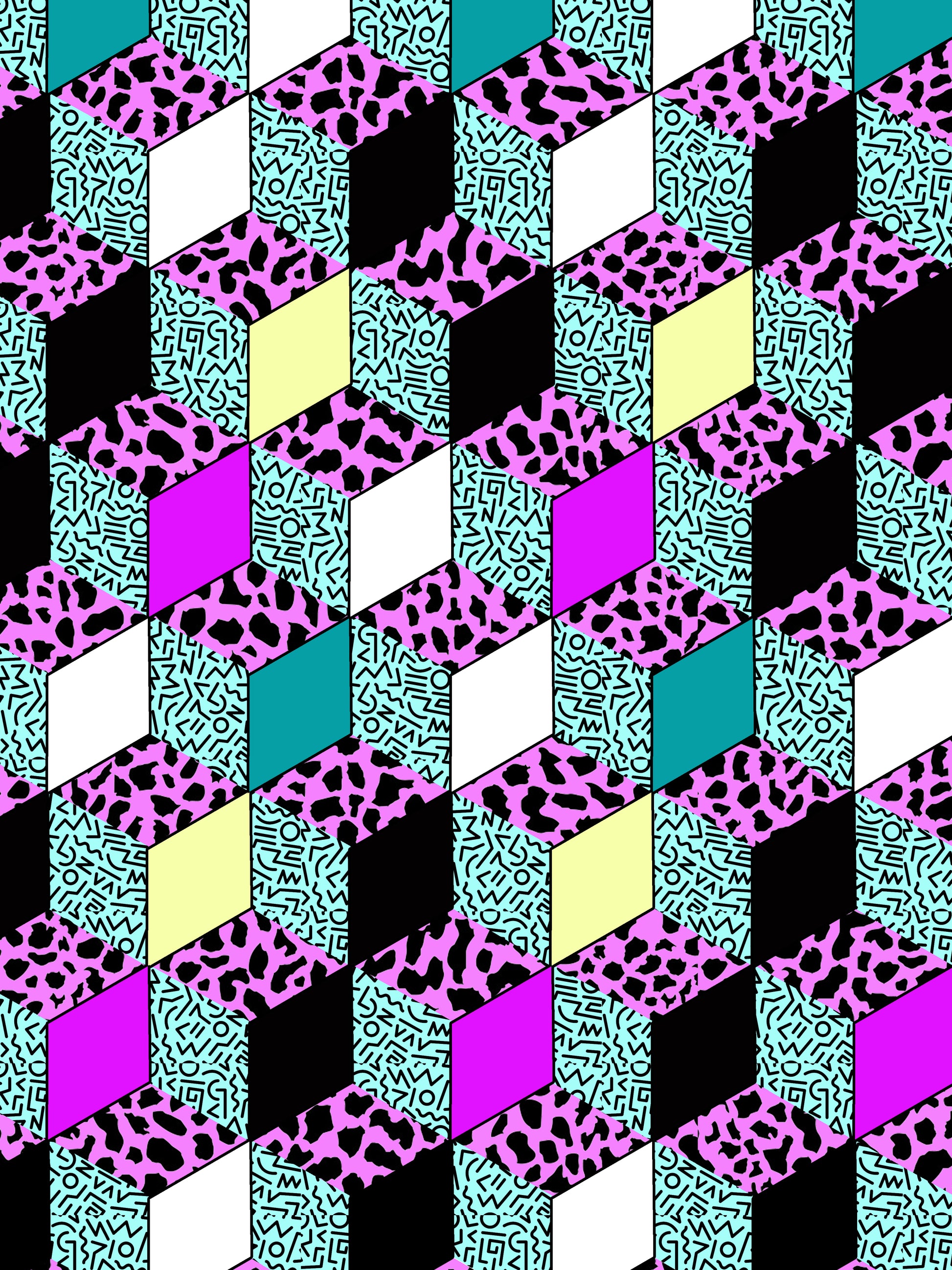 Mixed Pattern Geo Wall Print - PrintedWeird