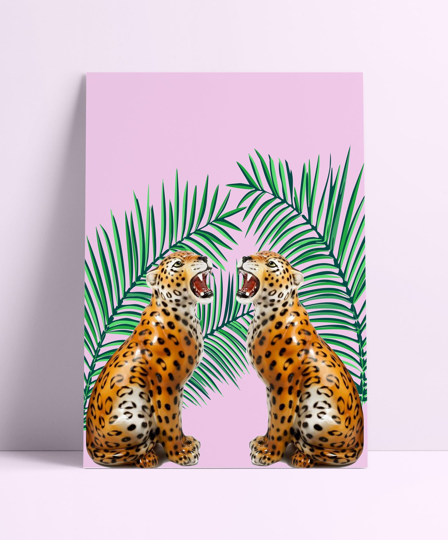 Retro Tropical Leopard Wall Print - PrintedWeird