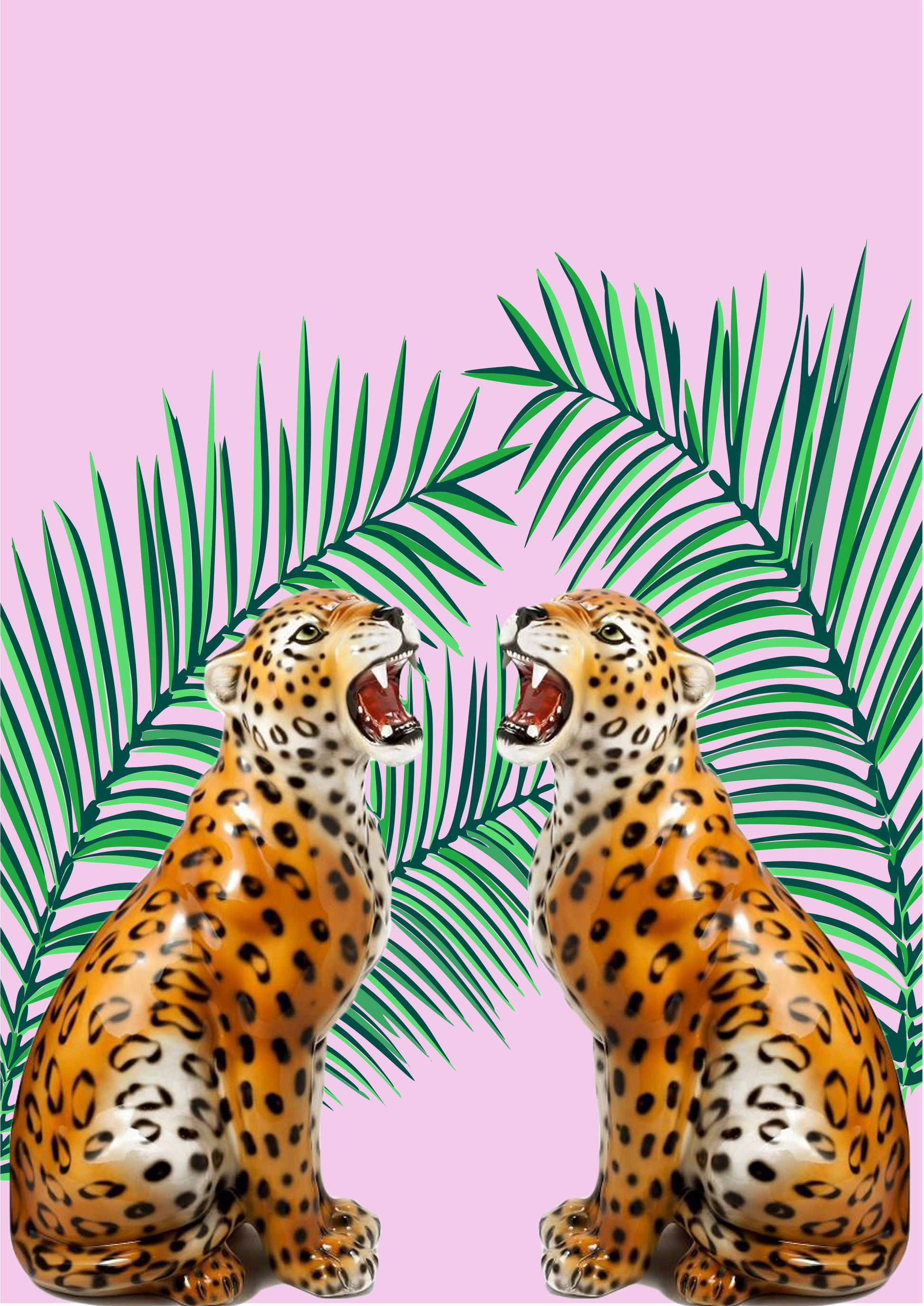 Retro Tropical Leopard Wall Print - PrintedWeird