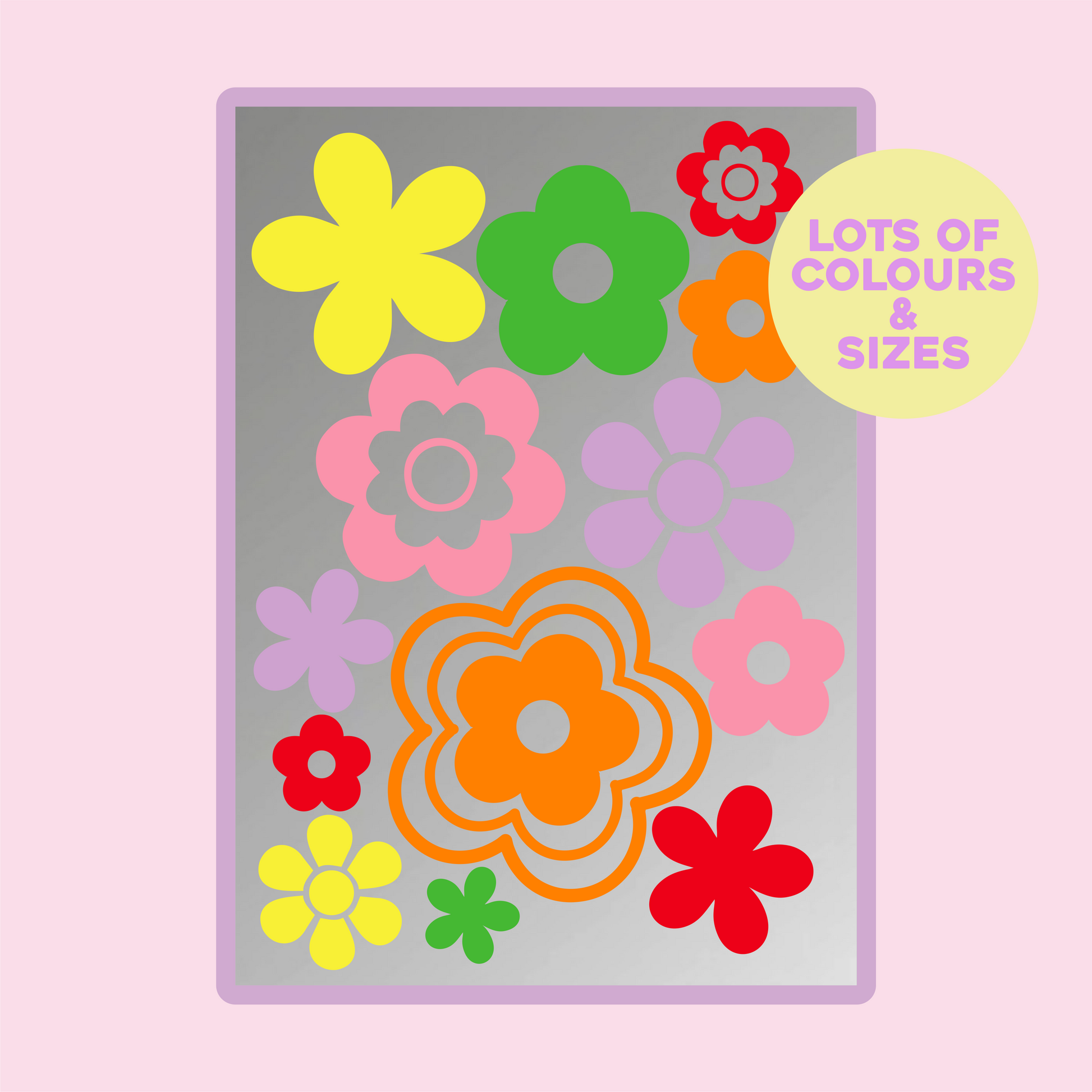 Rainbow Flower Bundle - Multicoloured Pack Vinyl Sticker - PrintedWeird