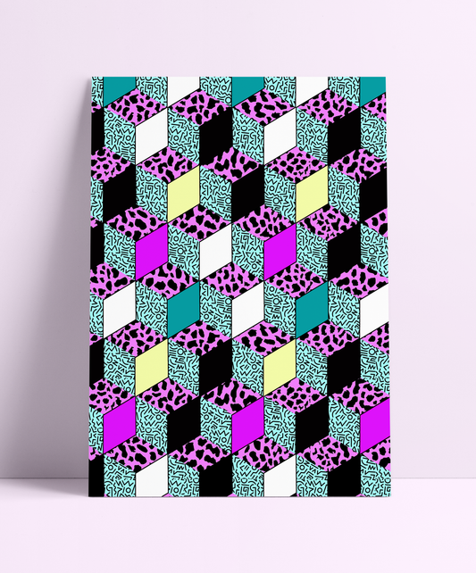Mixed Pattern Geo Wall Print - PrintedWeird