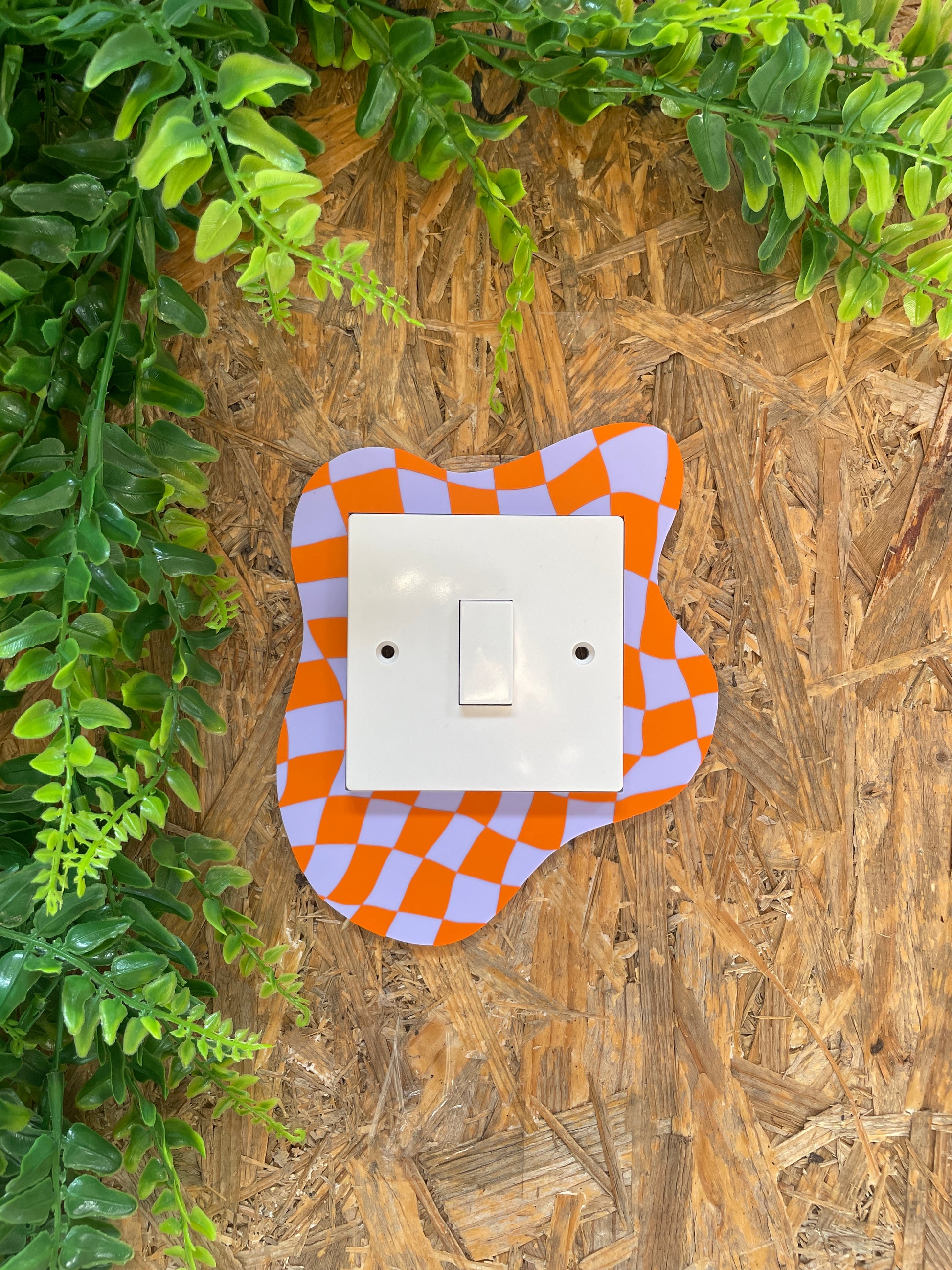 Lilac & Orange Checkerboard Light Switch Cover - PrintedWeird