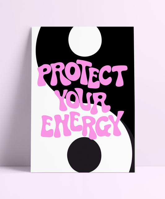 Yin & Yang Protect Your Energy Wall Print - PrintedWeird